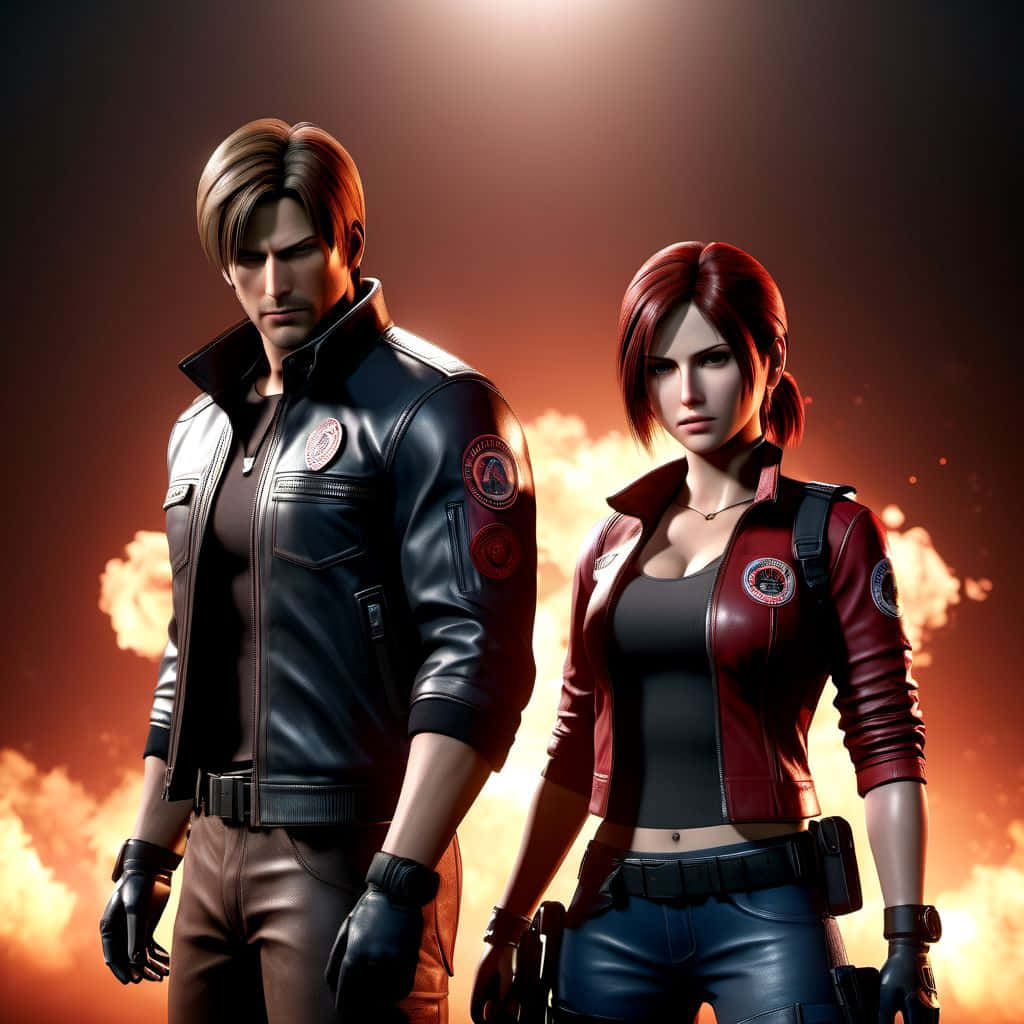 Leonand Claire Resident Evil Team Up Wallpaper