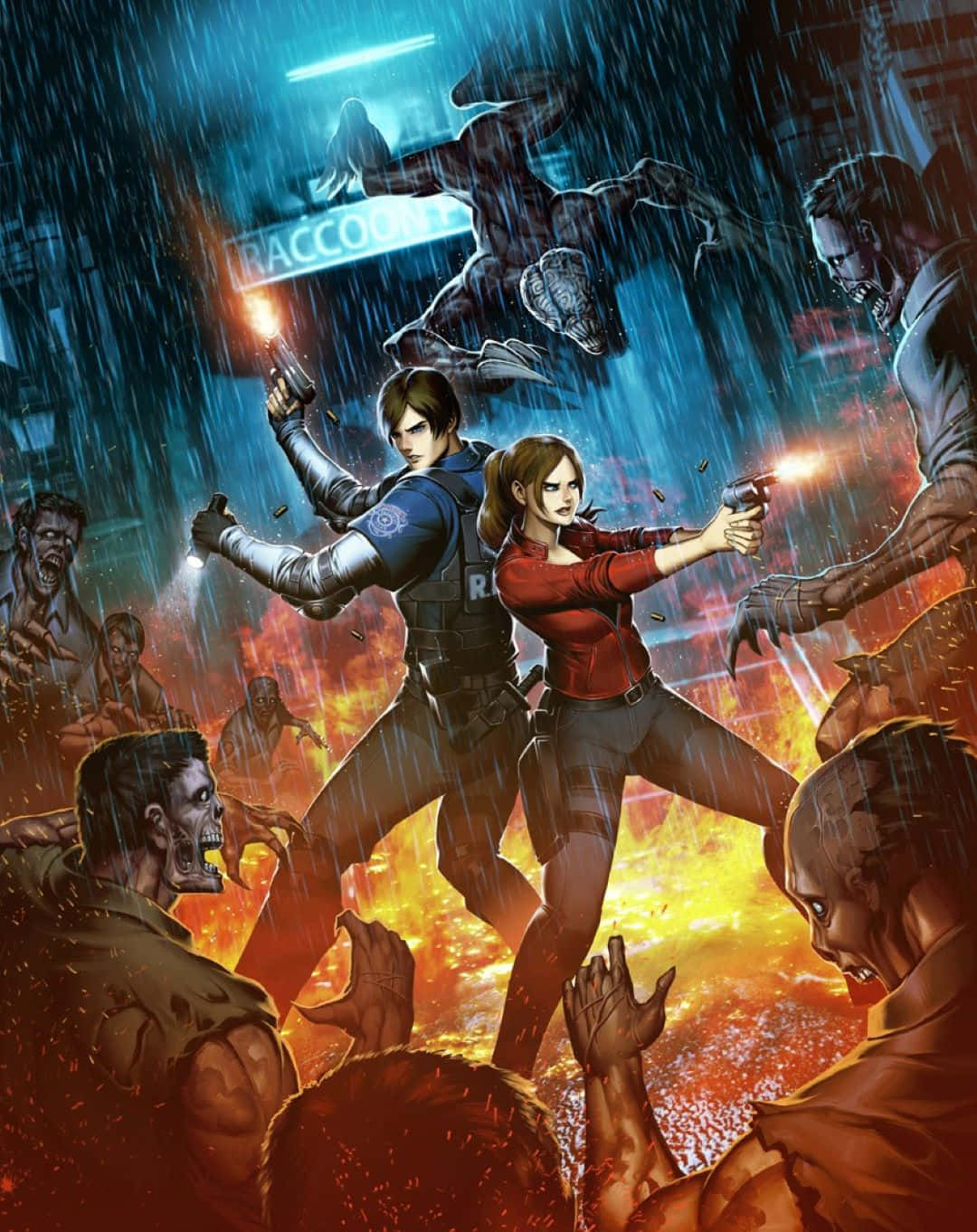 Leonand Claire Zombie Showdown Wallpaper