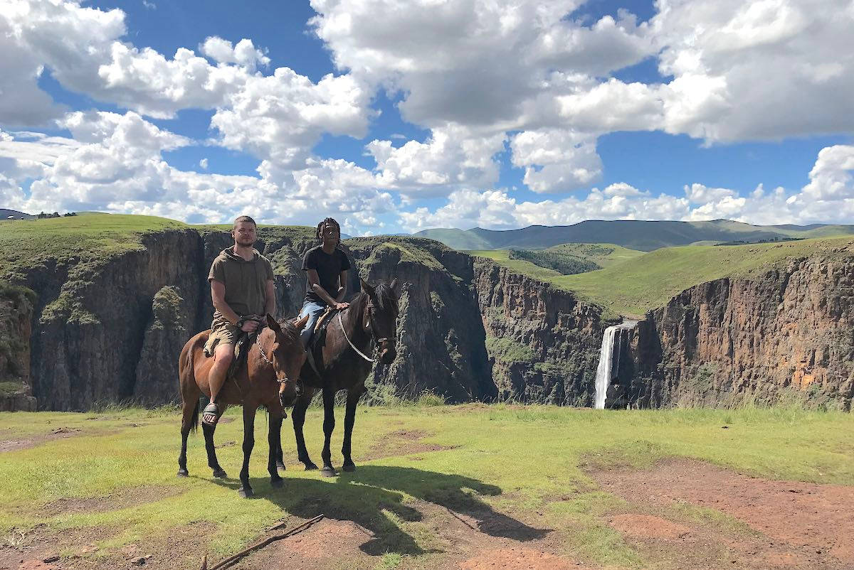 Lesotho Two Men Horseback Wallpaper