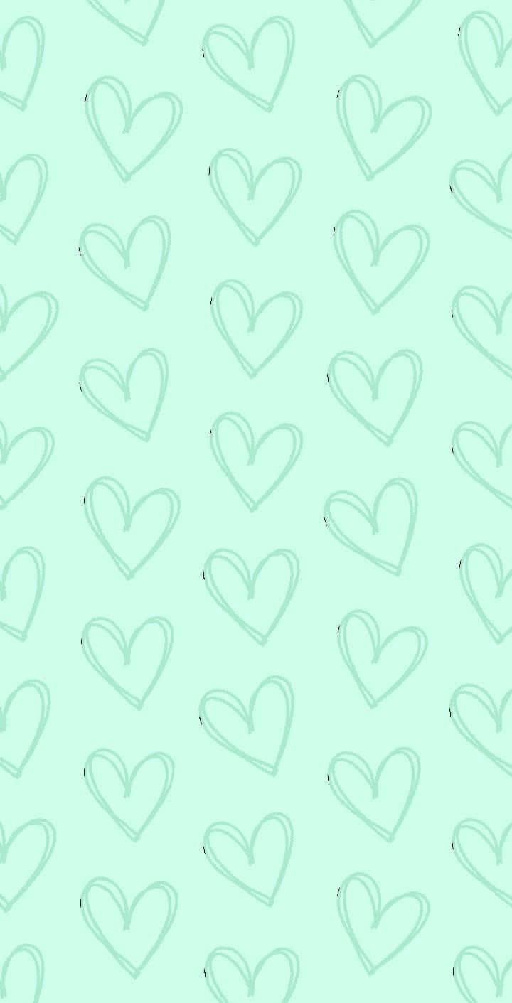 Let The Love Of Mint Green Hearts Spread Wallpaper