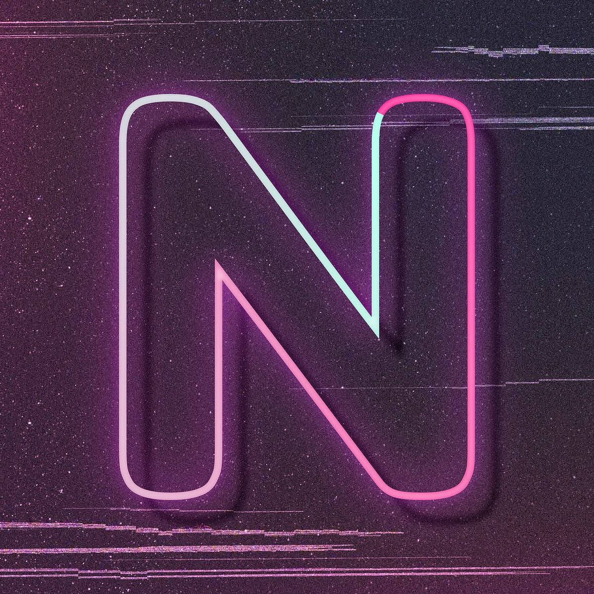 Letter N With Glitch Effect Design Wallpaper