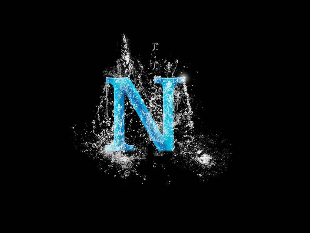 Letter N With Water Splash Design Wallpaper