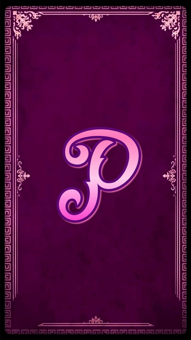 Letter P Pink Border Wallpaper