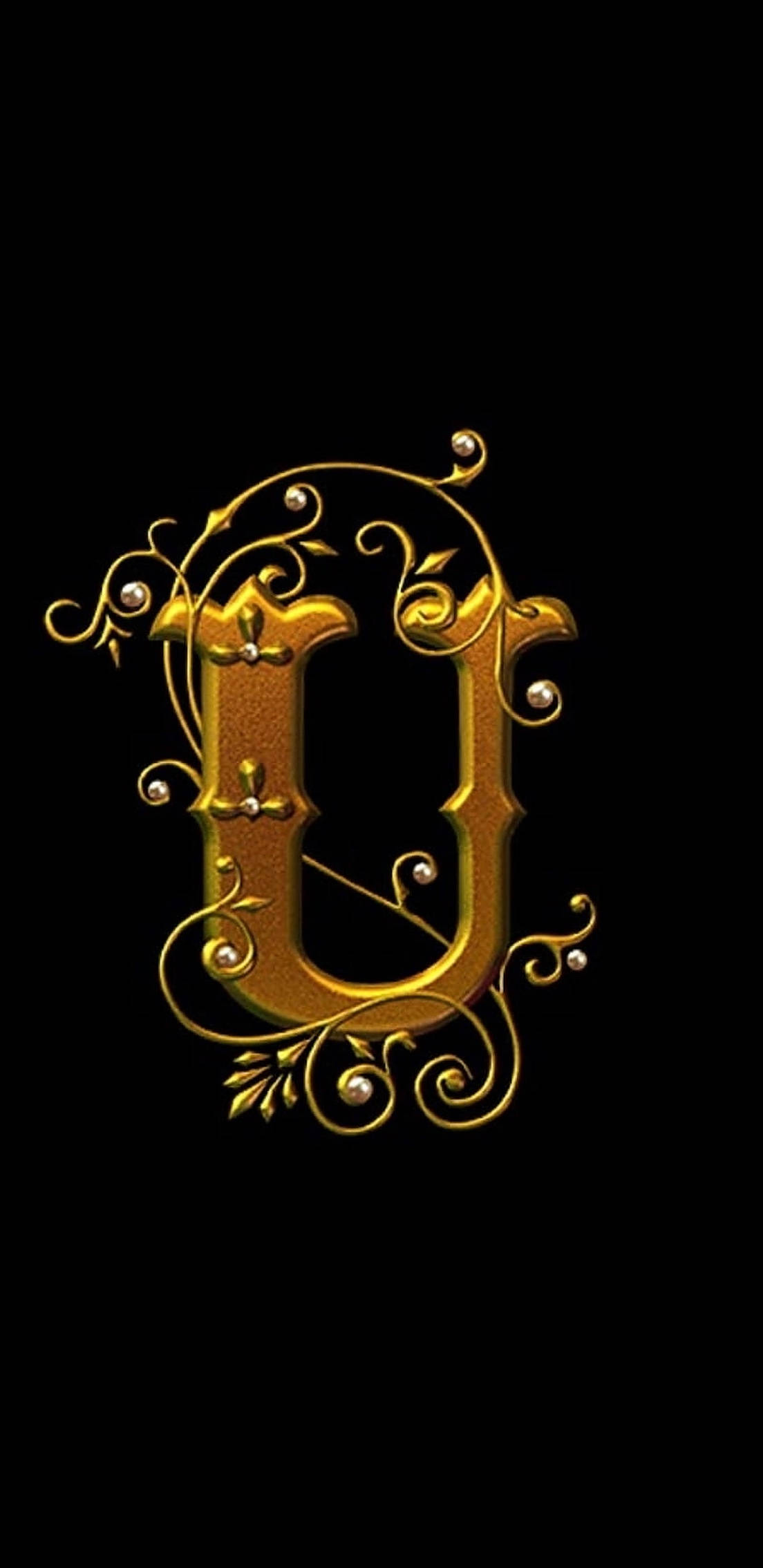 Letter U In Gold Wallpaper