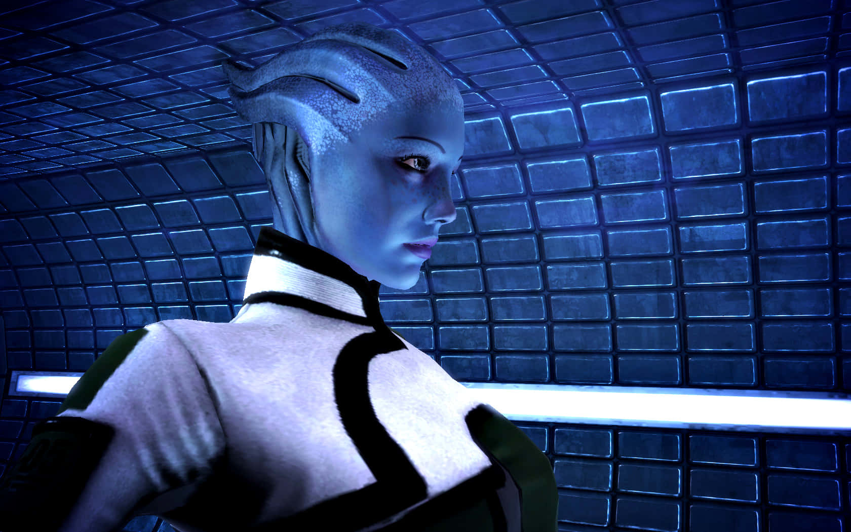 Liara T'soni, The Asari Scientist And Companion In The Mass Effect Universe Wallpaper