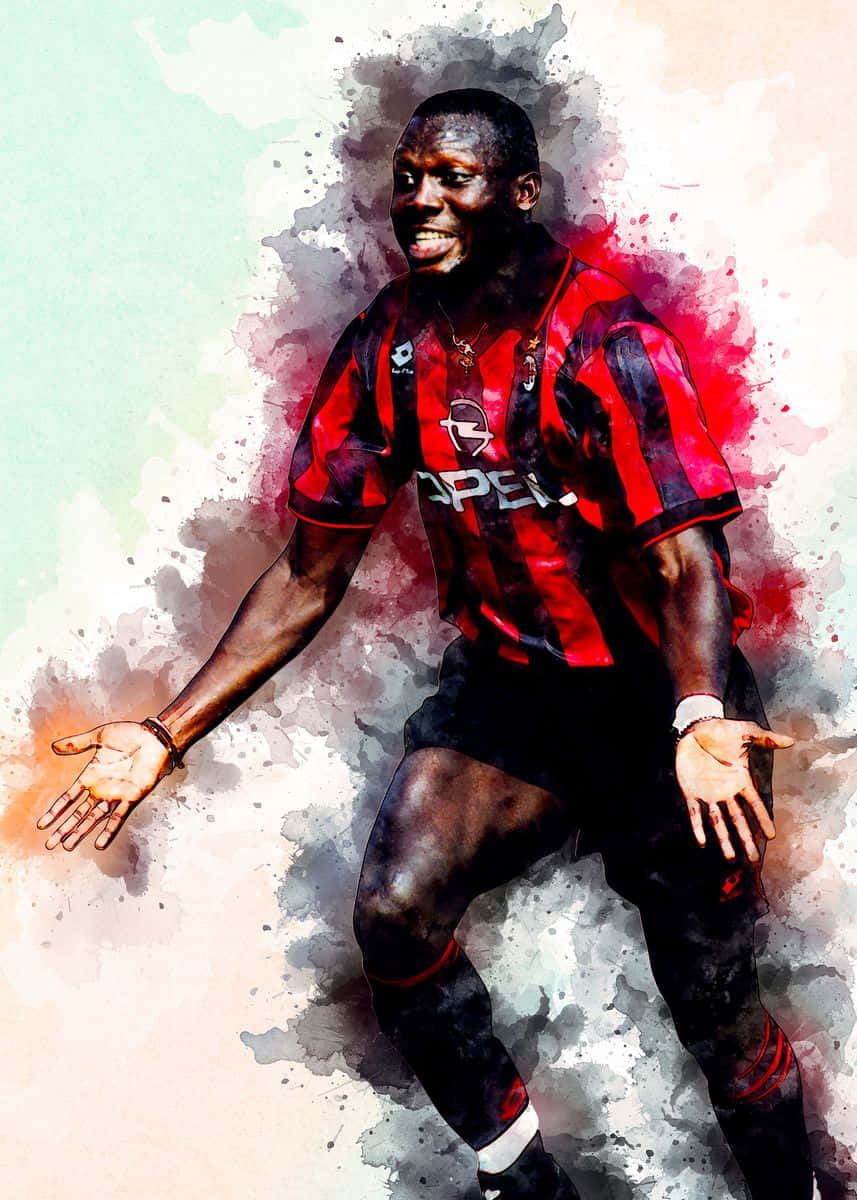 Liberian Footballer George Weah Paint Art Wallpaper