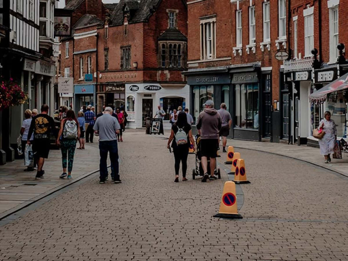 Lichfield Pedestrian Street Scene Wallpaper