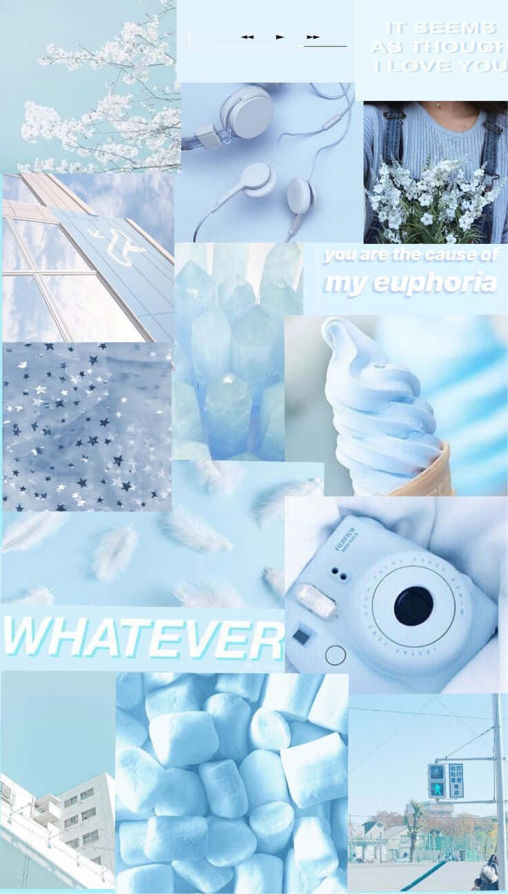 Light Blue Aesthetic Collage Wallpaper