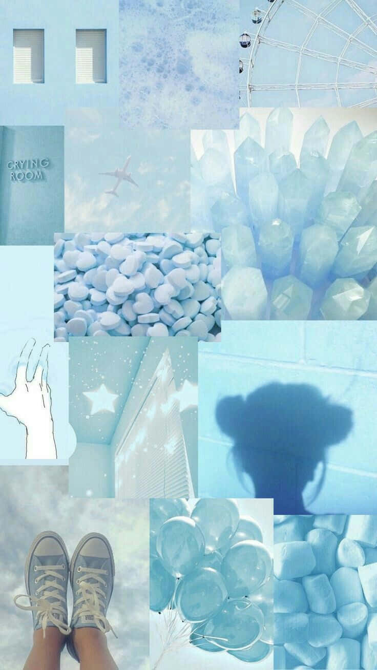 Light Blue Baddie Collage Wallpaper