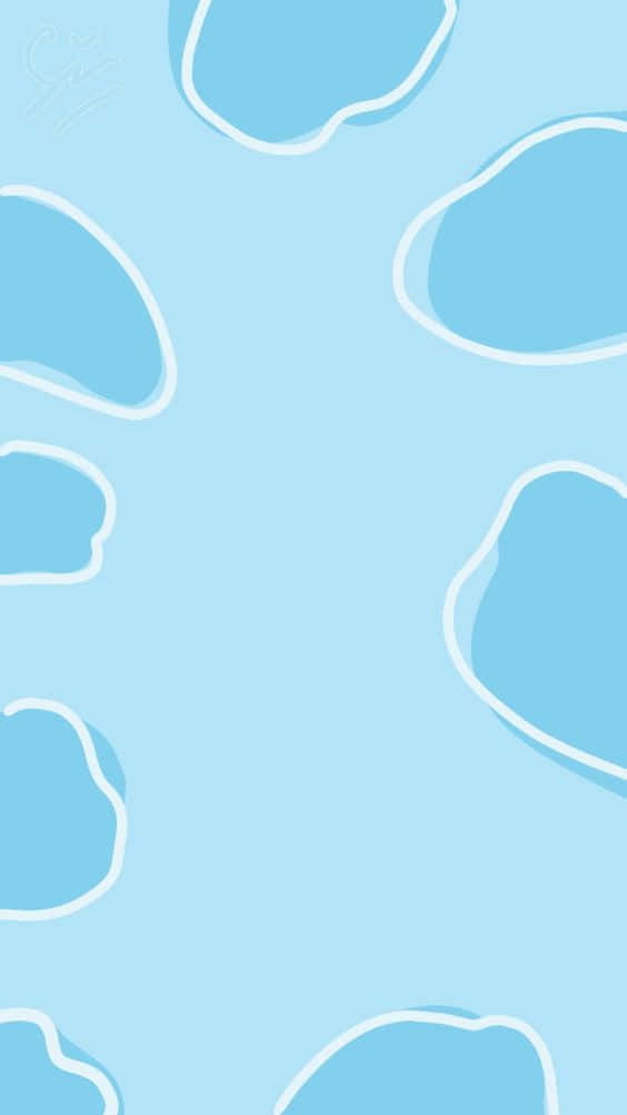 Light Blue Preppy Cloud Pattern Wallpaper