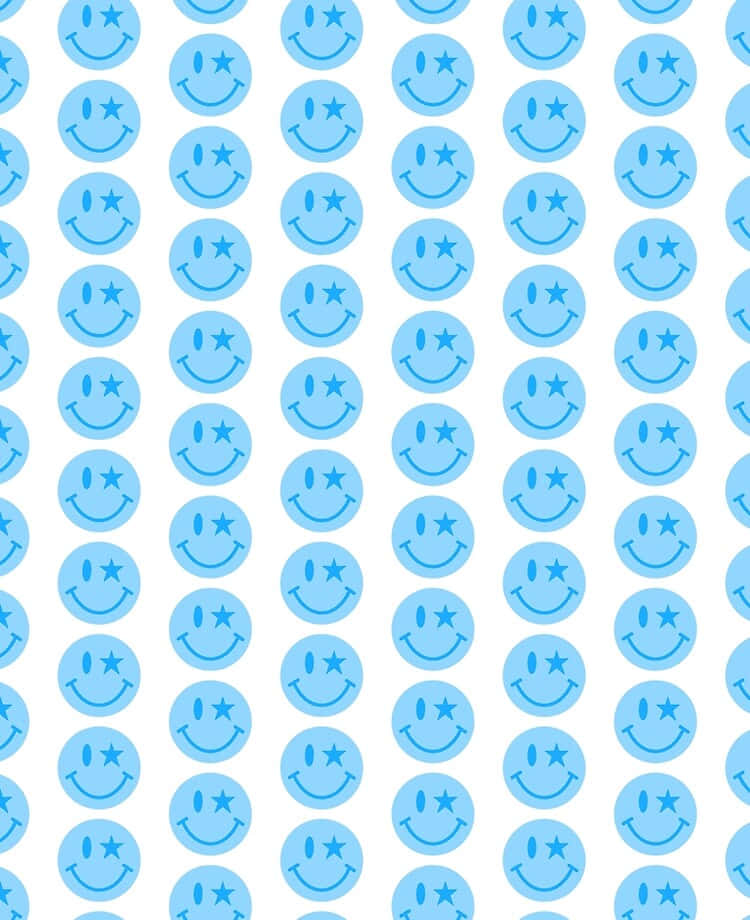 Light Blue Smiley Faces Pattern Wallpaper