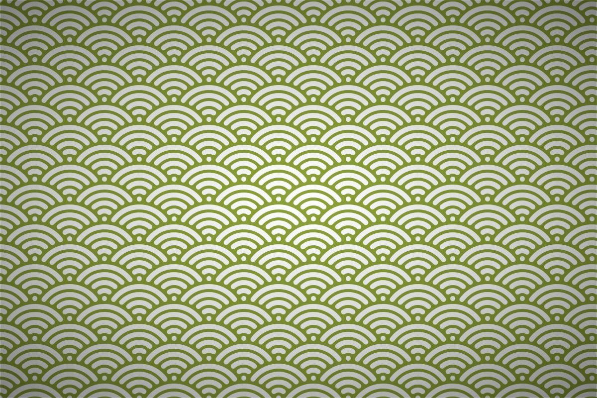 Light Green Japanese Waves Wallpaper