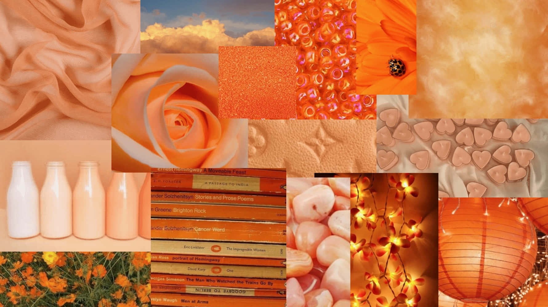 Light Orange Aesthetic Collage Wallpaper