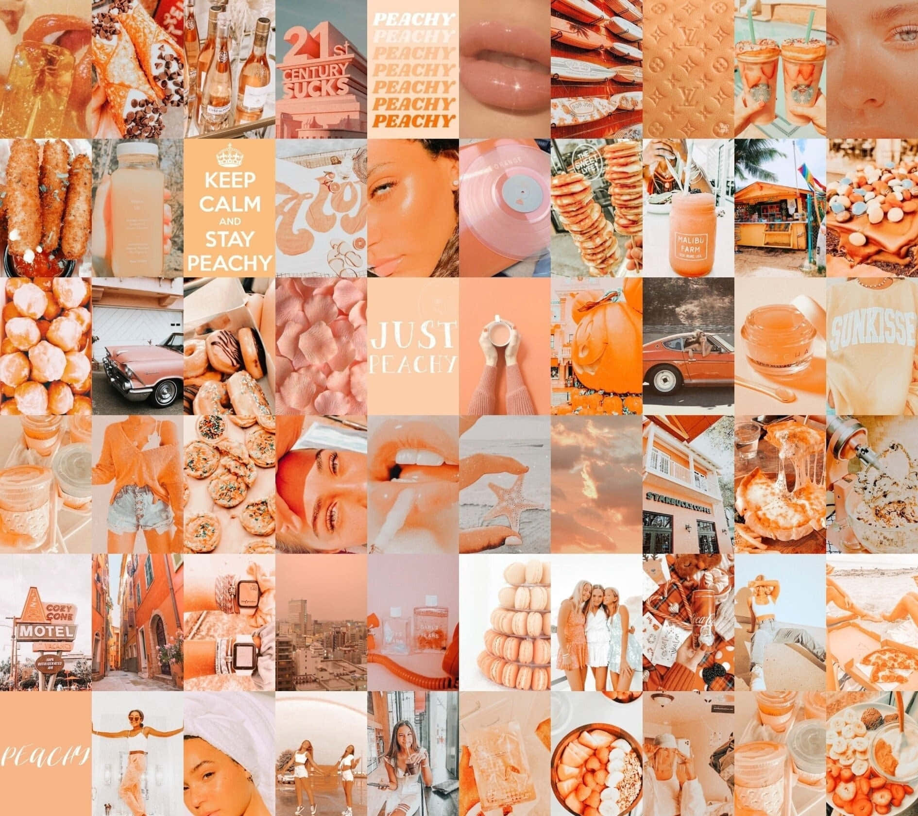 Light Orange Aesthetic Collage Wallpaper