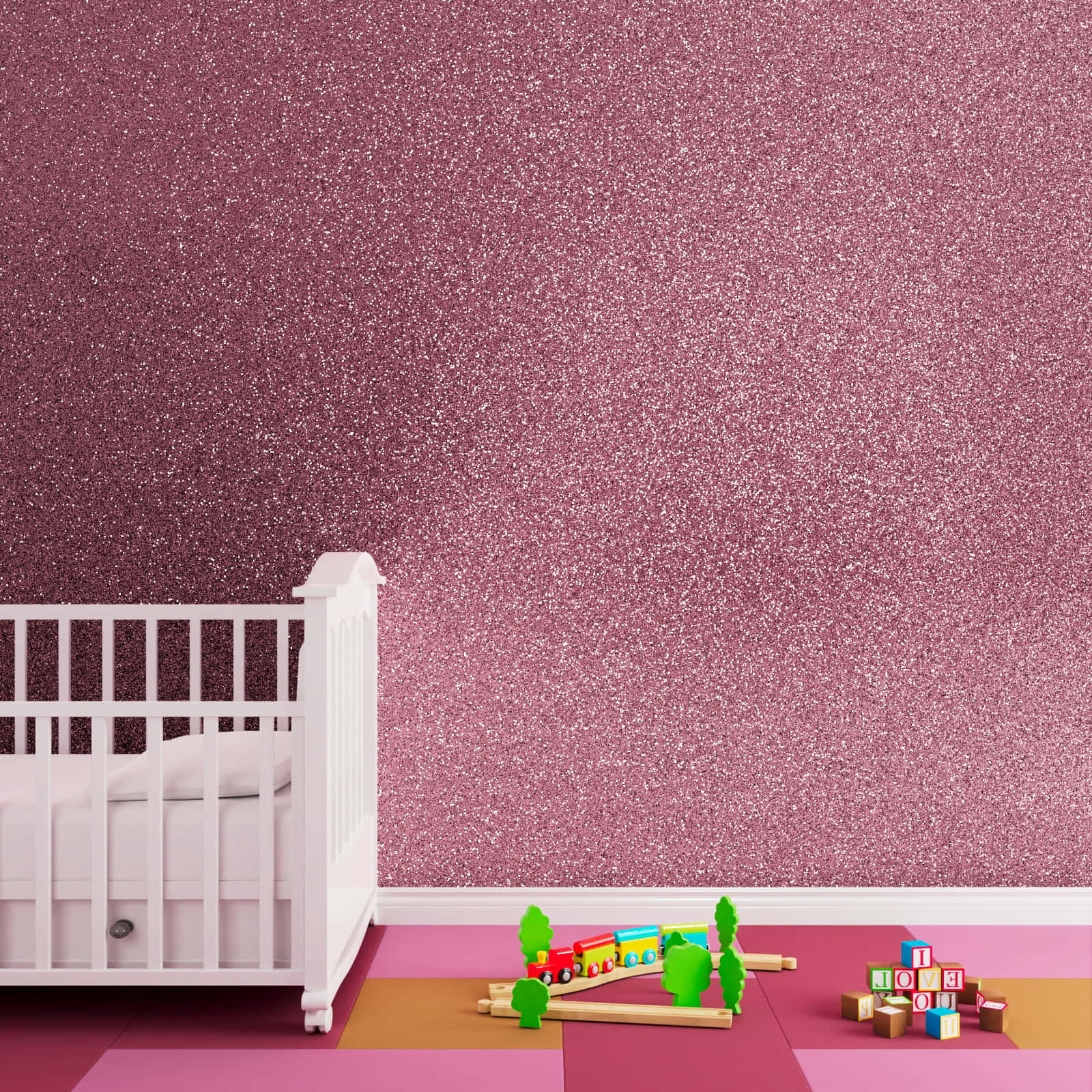 Light Pink Glitter Wall Nursery Room Wallpaper