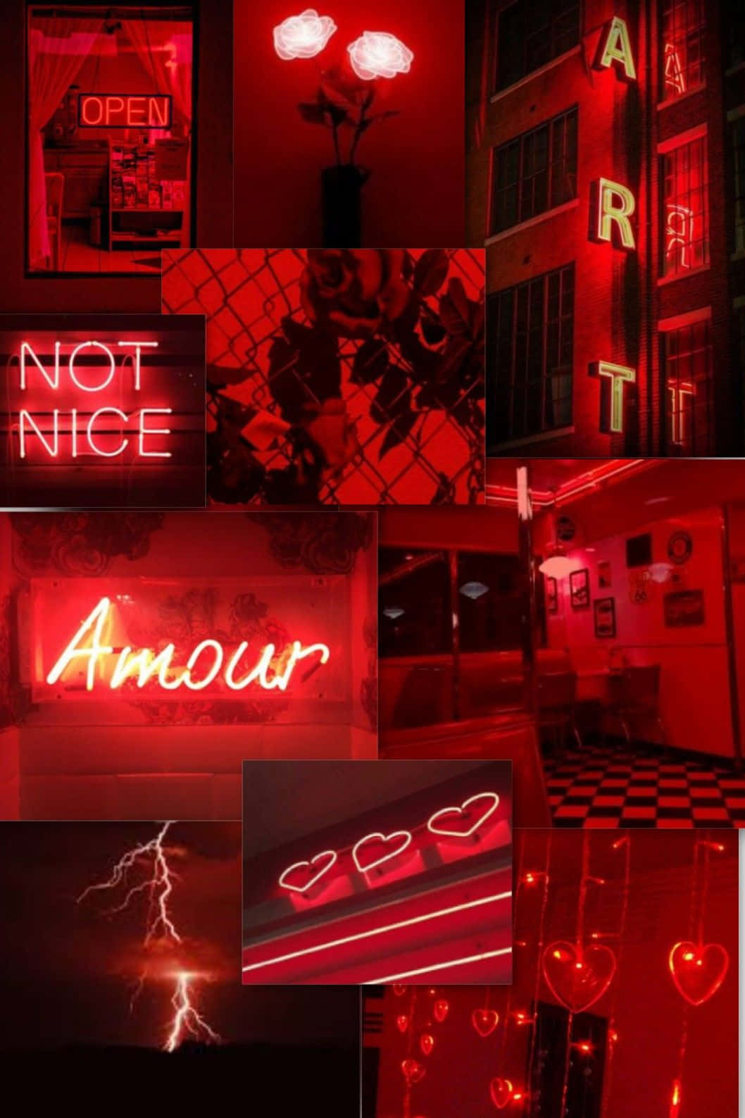 Light Red Aesthetic Collage Wallpaper