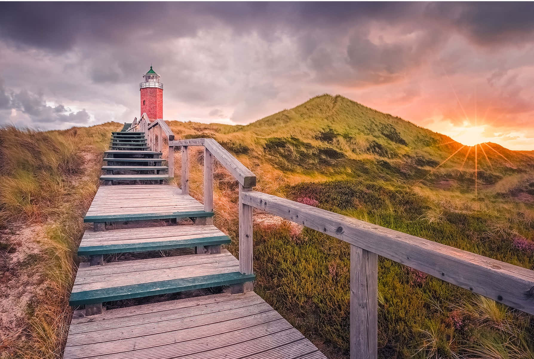 Lighthouseat Sunset Kampen Sylt Wallpaper