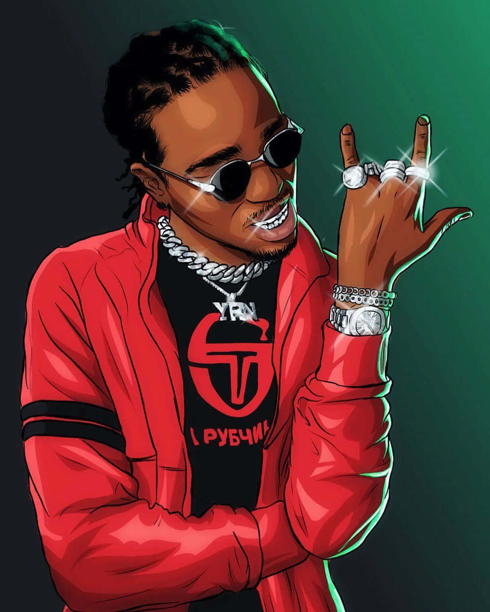 Lil Baby Red Jacket Cartoon Wallpaper