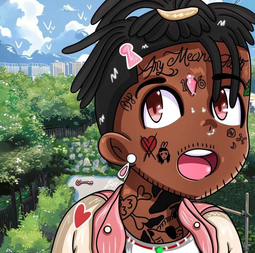 Lil Uzi Cartoon Character In A Field Wallpaper