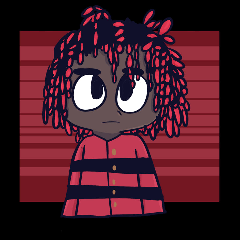 Lil Uzi Cartoon Character In Stripes Wallpaper