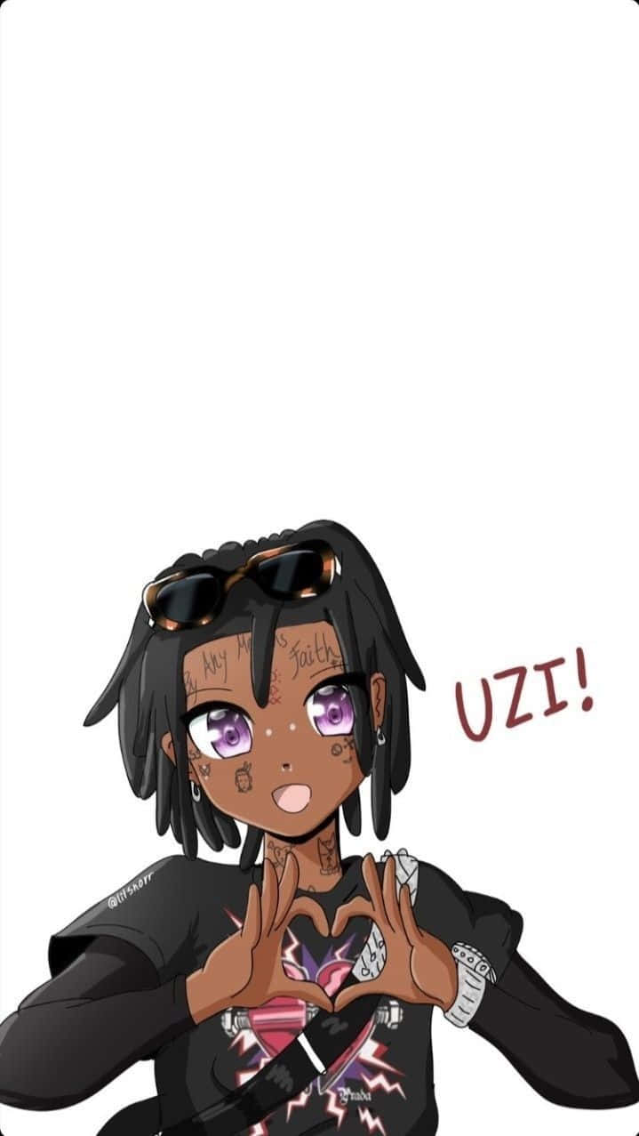 Lil Uzi Cartoon Character Making Heart Wallpaper