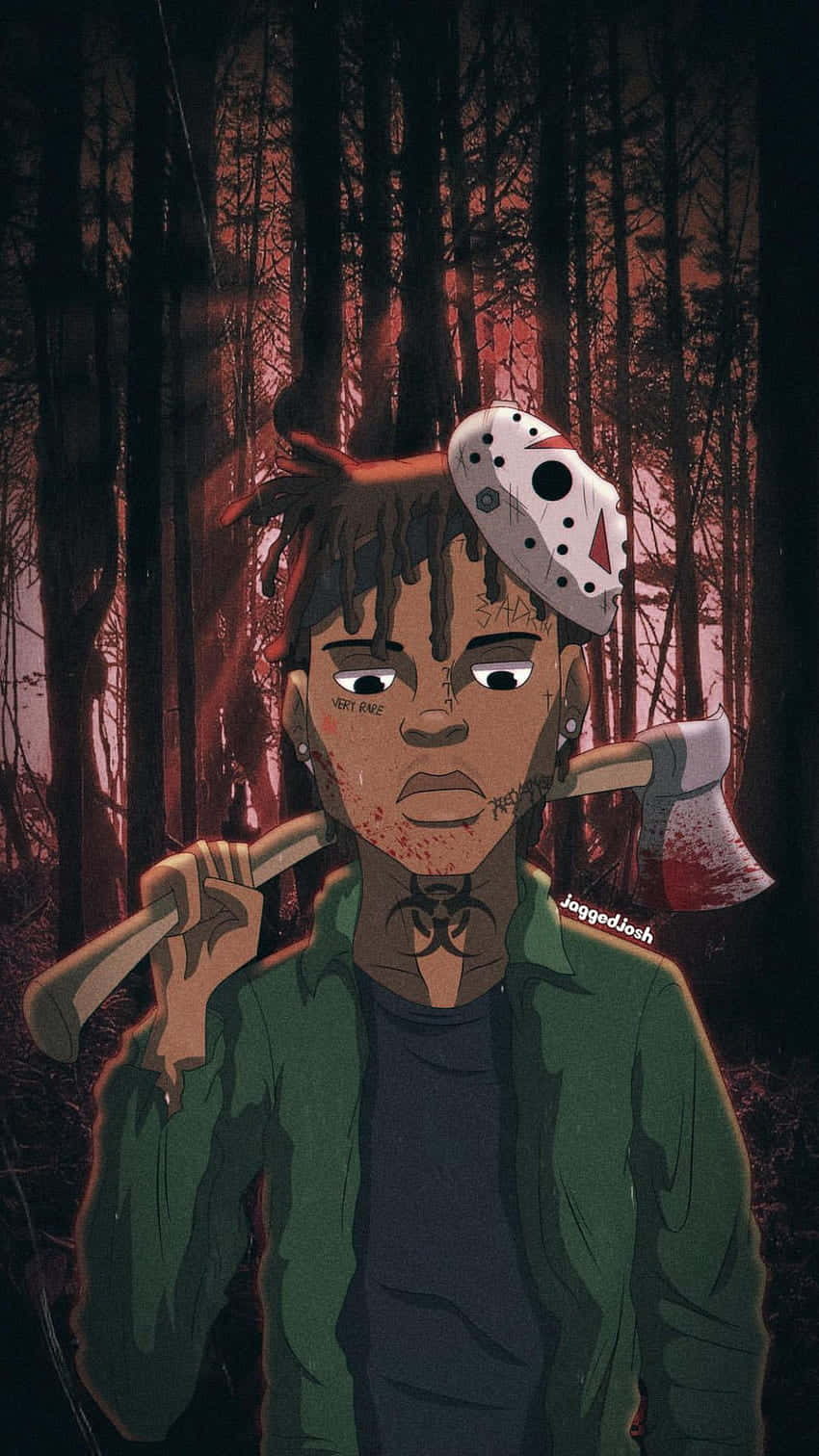 Lil Uzi Cartoon Character With Axe Wallpaper