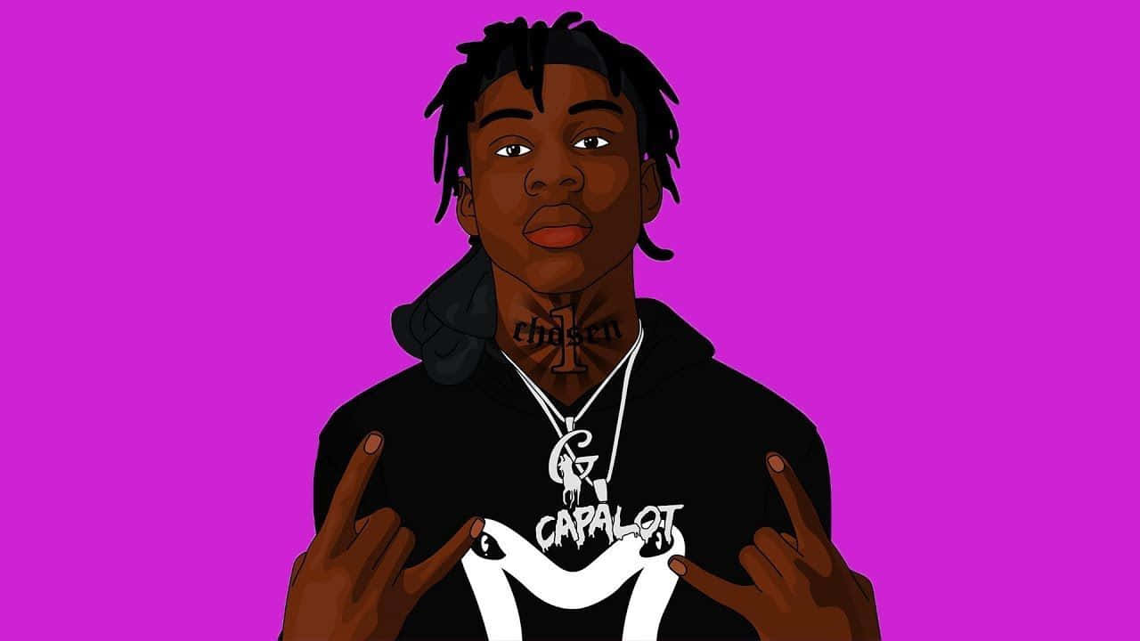 Lil Uzi Cartoon Devil Horns Hands Wallpaper