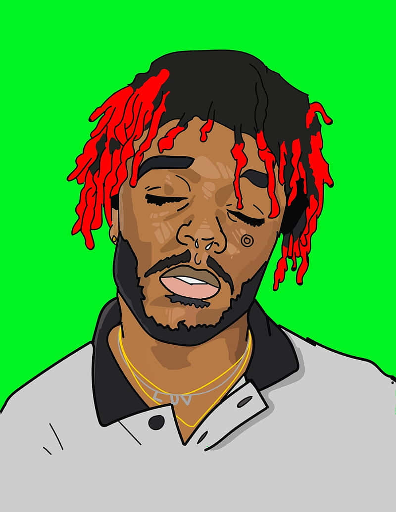 Lil Uzi Cartoon Green Background Wallpaper