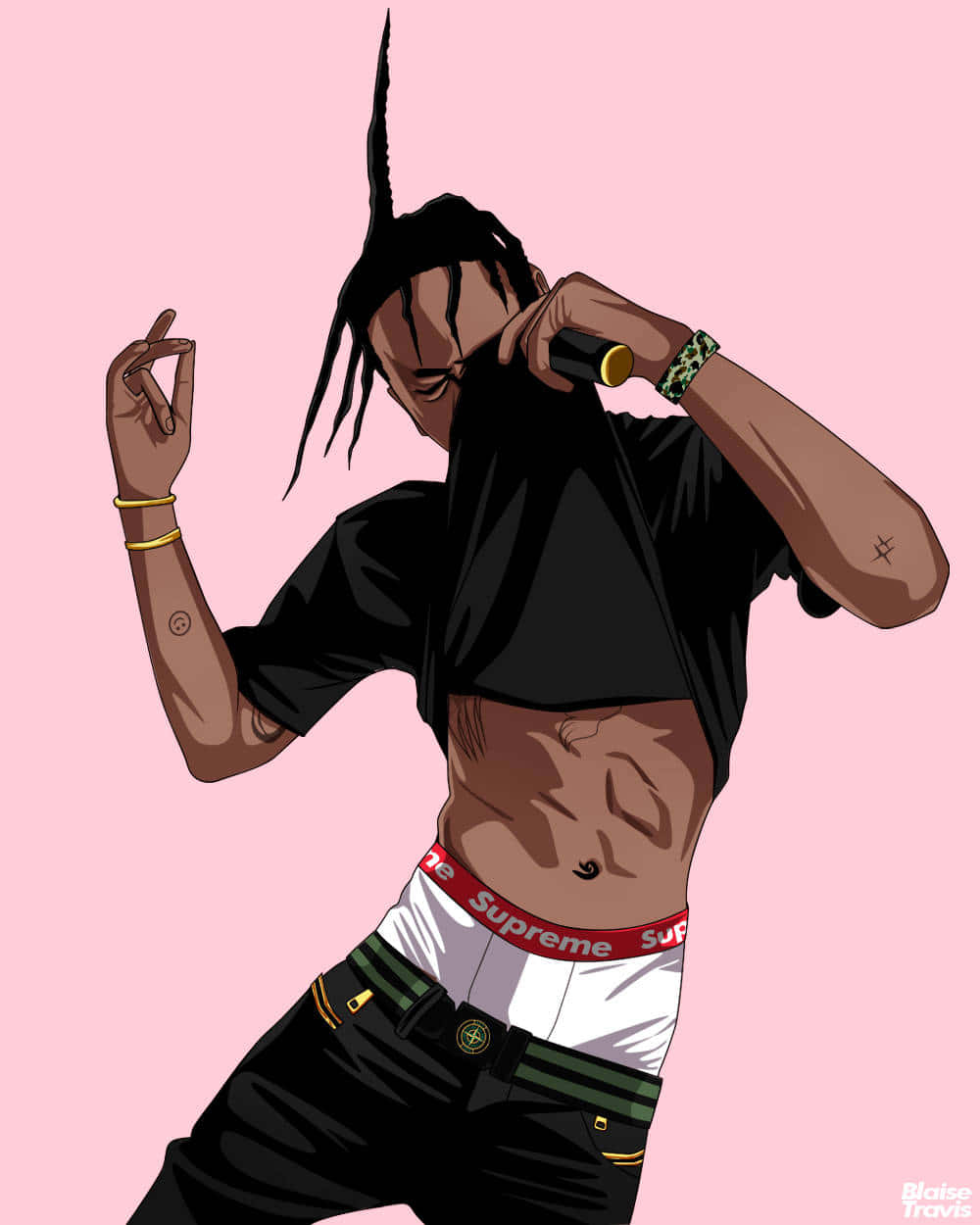 Lil Uzi Cartoon Raising Shirt Wallpaper