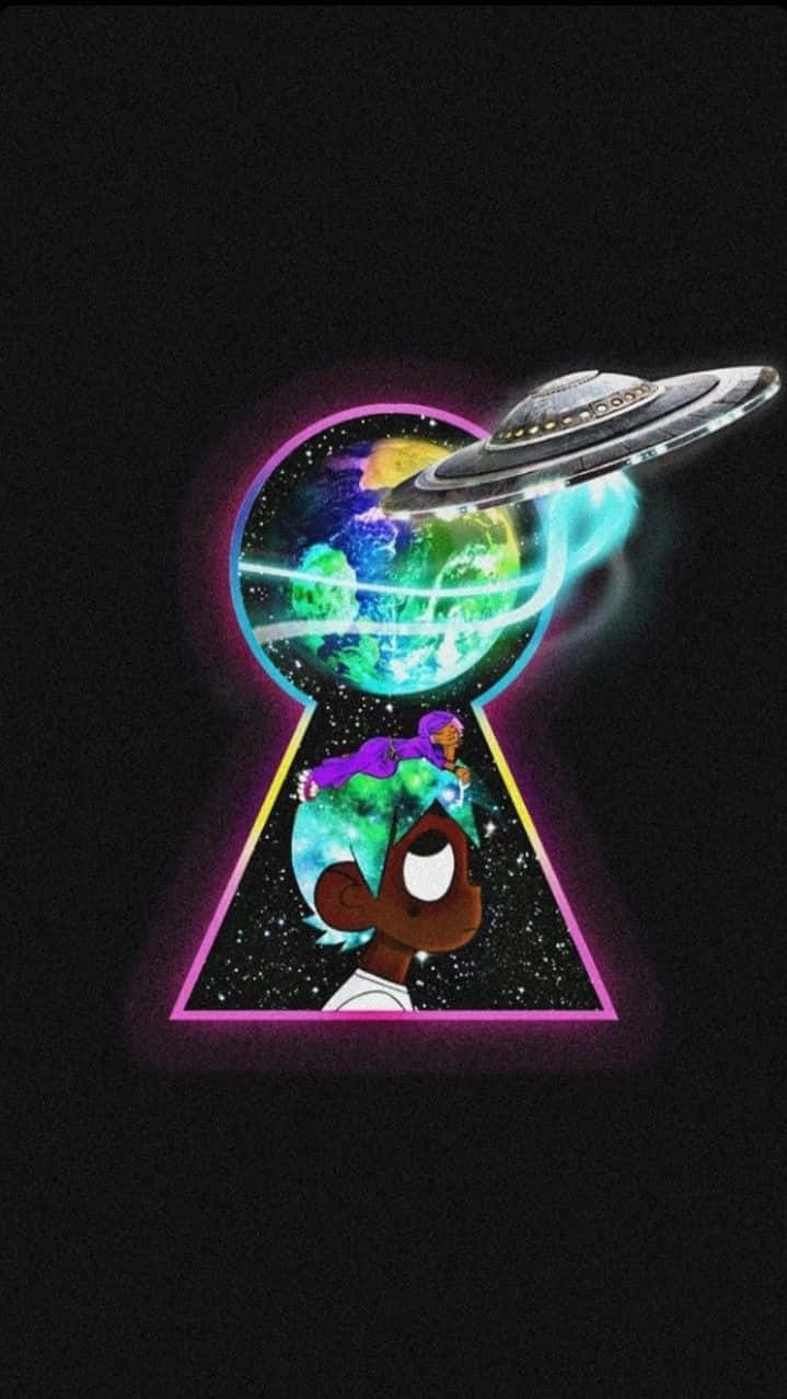 Lil Uzi Cartoon With Keyhole Wallpaper