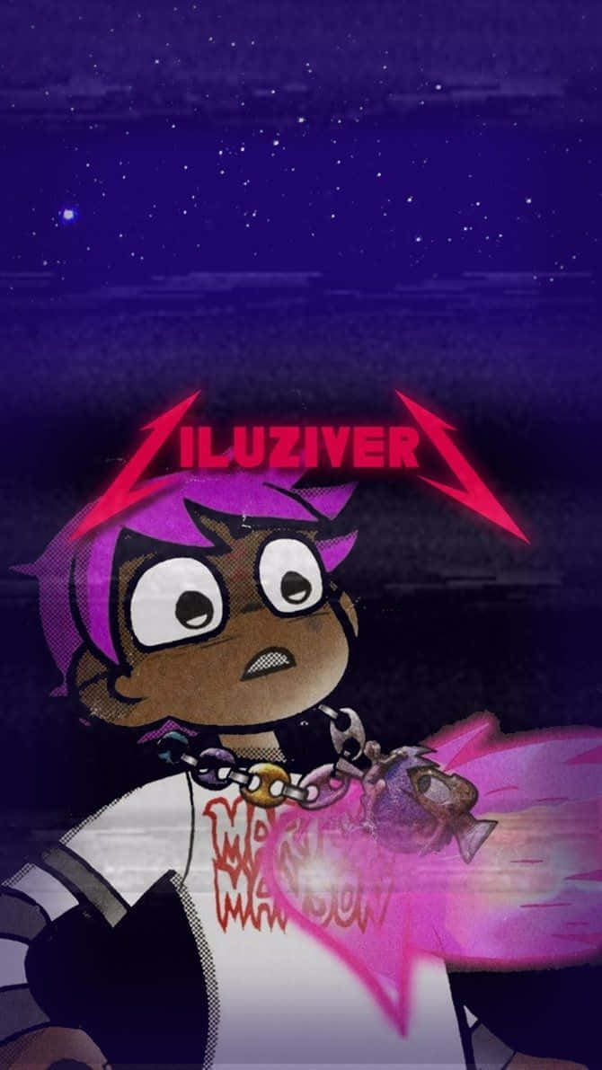 Lil Uzi Cartoon With Logo Wallpaper