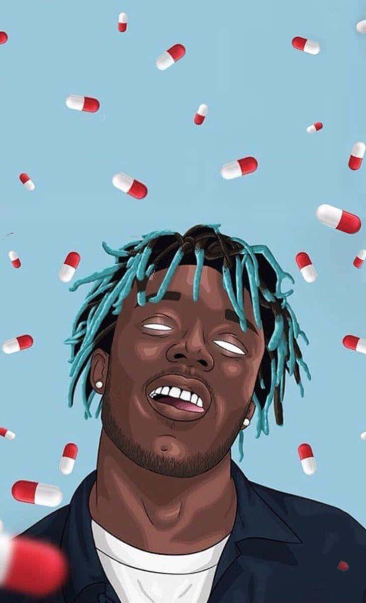 Lil Uzi Cartoon With Pills Wallpaper