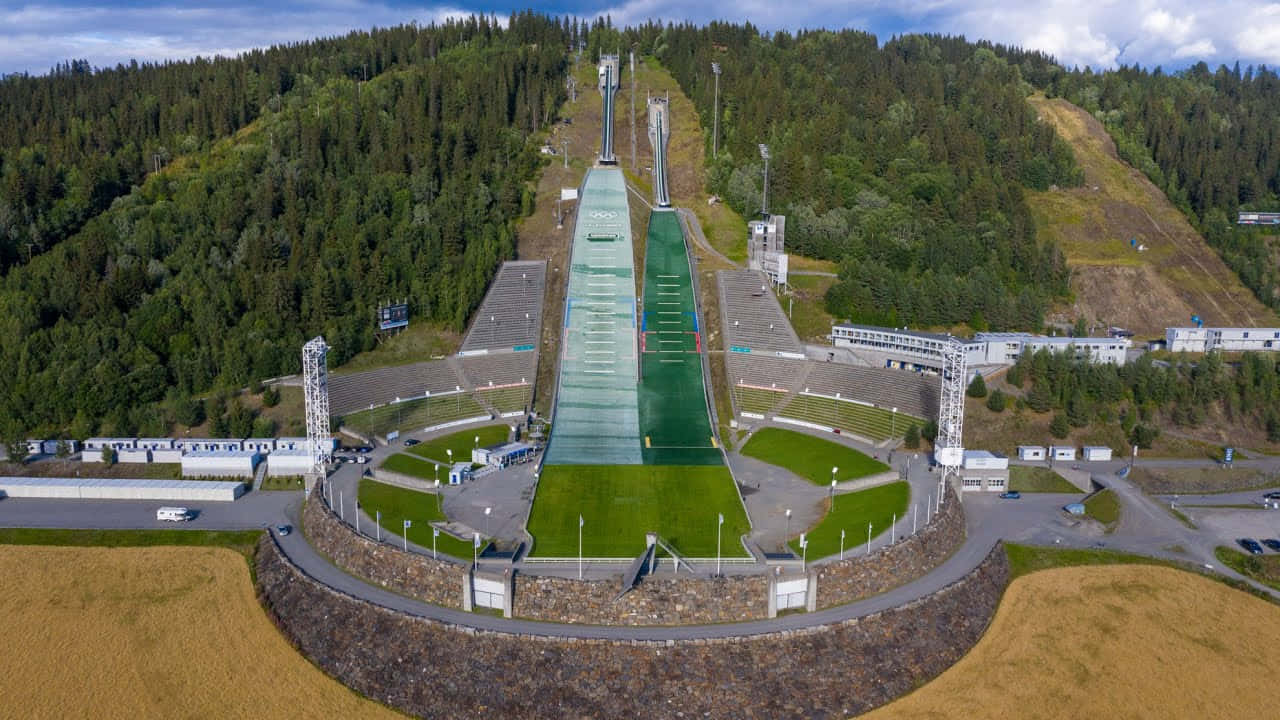 Lillehammer Ski Jumping Aerial View Wallpaper