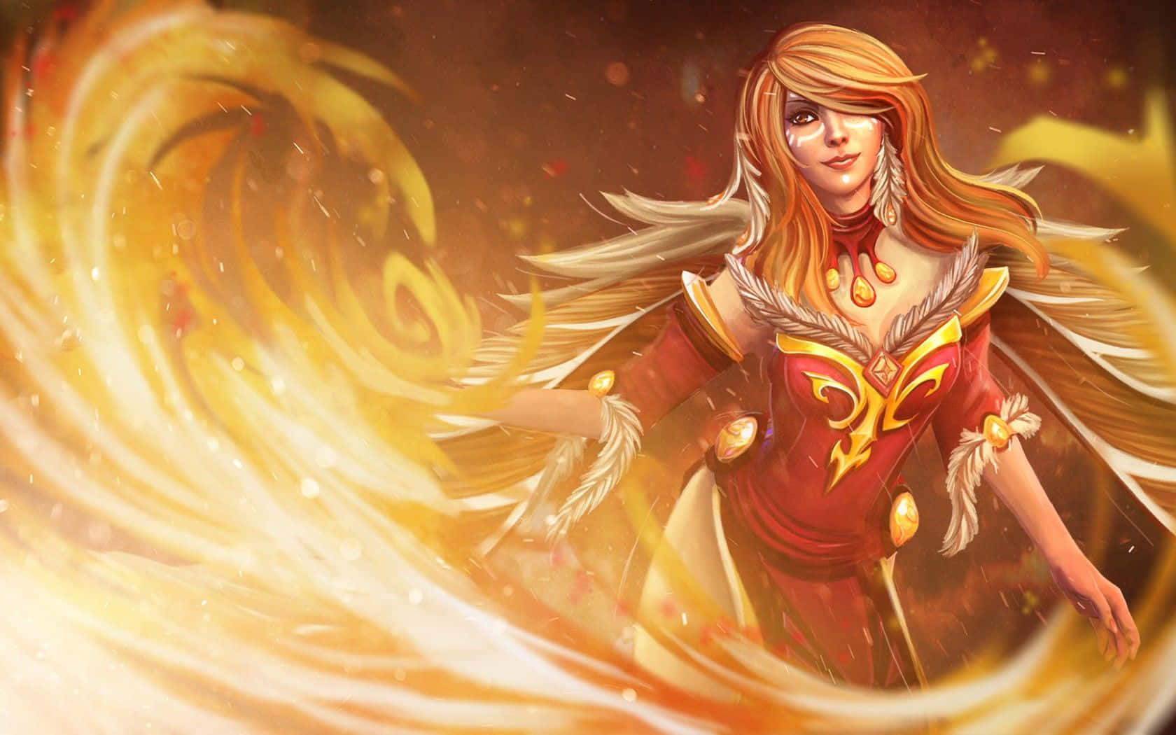 Lina, The Fiery Sorceress In Action - Dota 2 Wallpaper Wallpaper