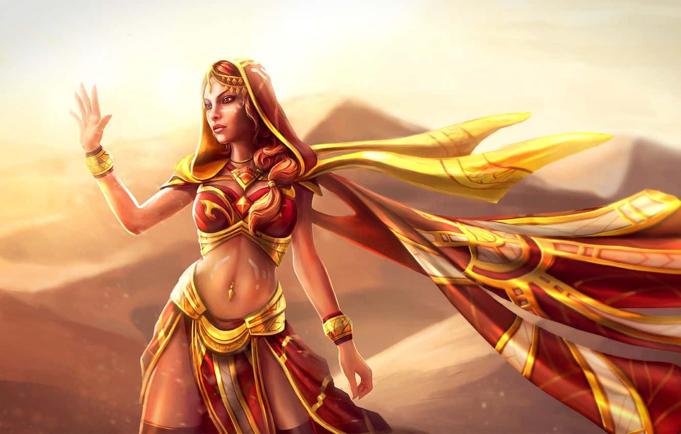 Lina The Fiery Soul Unleashing Her Power In Dota 2 Wallpaper