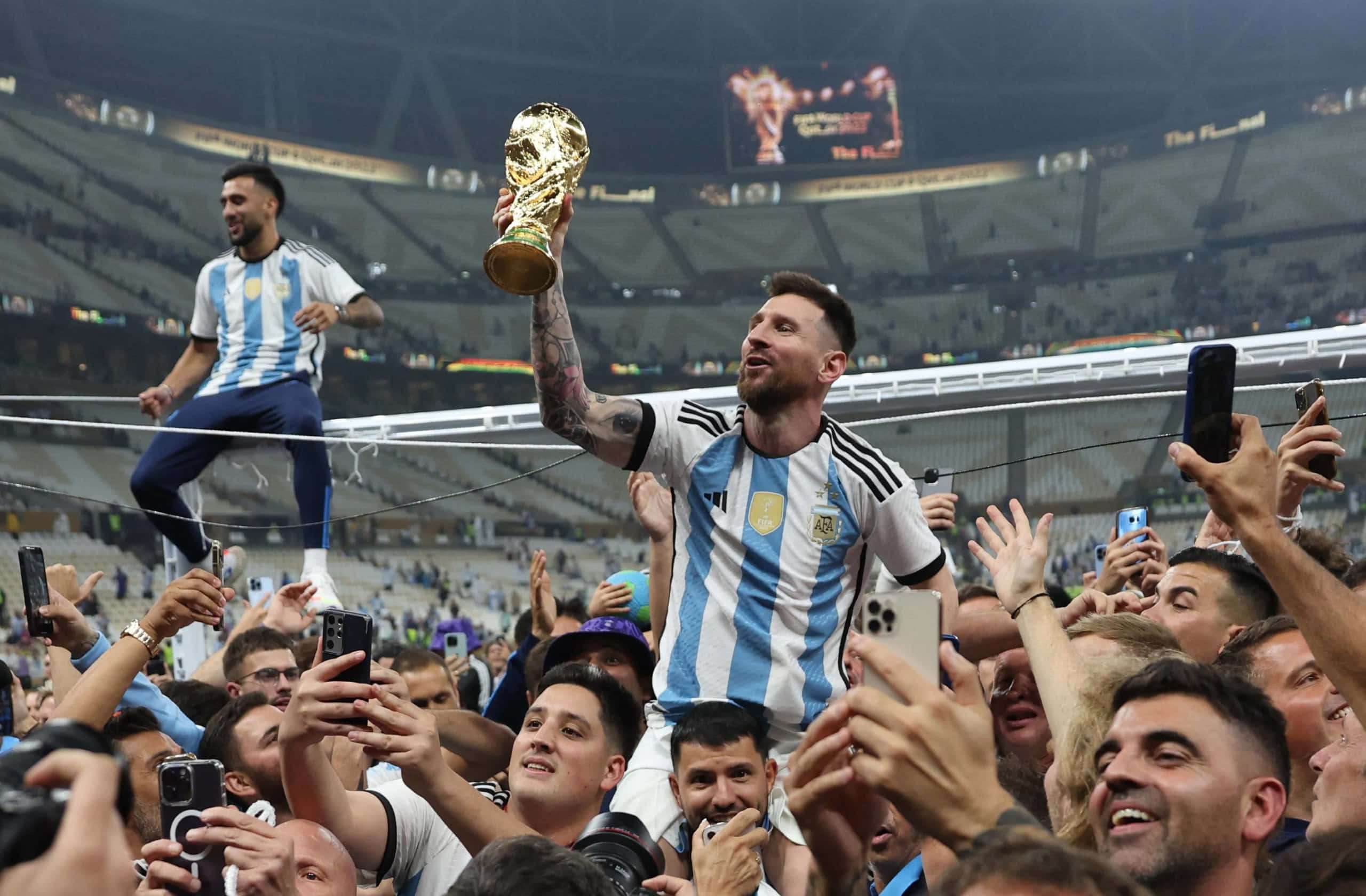 Lionel Messi In Action At The World Cup Wallpaper