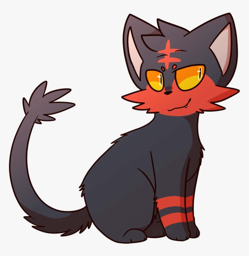 Litten Smirking In Plain Background Wallpaper