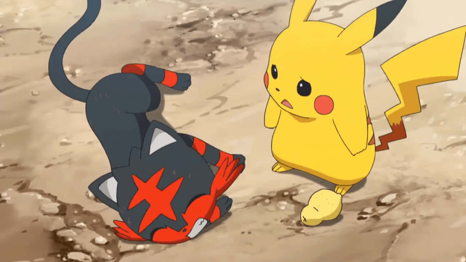 Litten With Pikachu Wallpaper