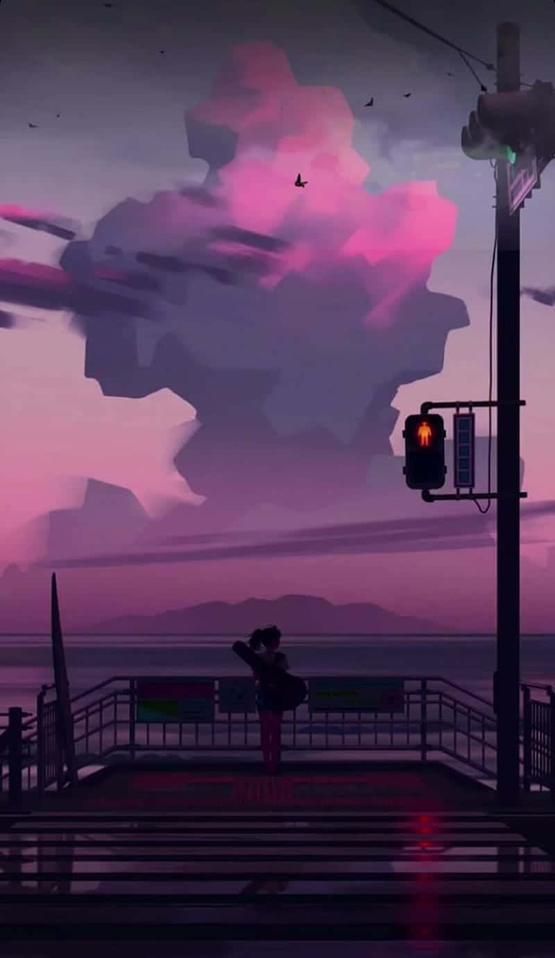 Lo Fi Anime Chill Man In Train Station Wallpaper