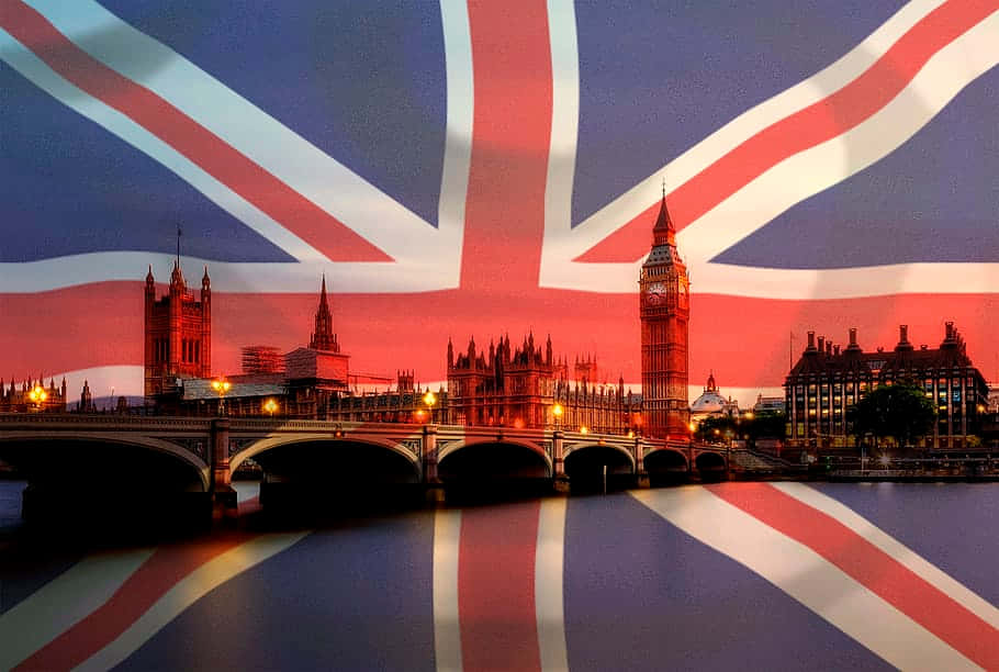 London Skyline Union Jack Overlay Wallpaper