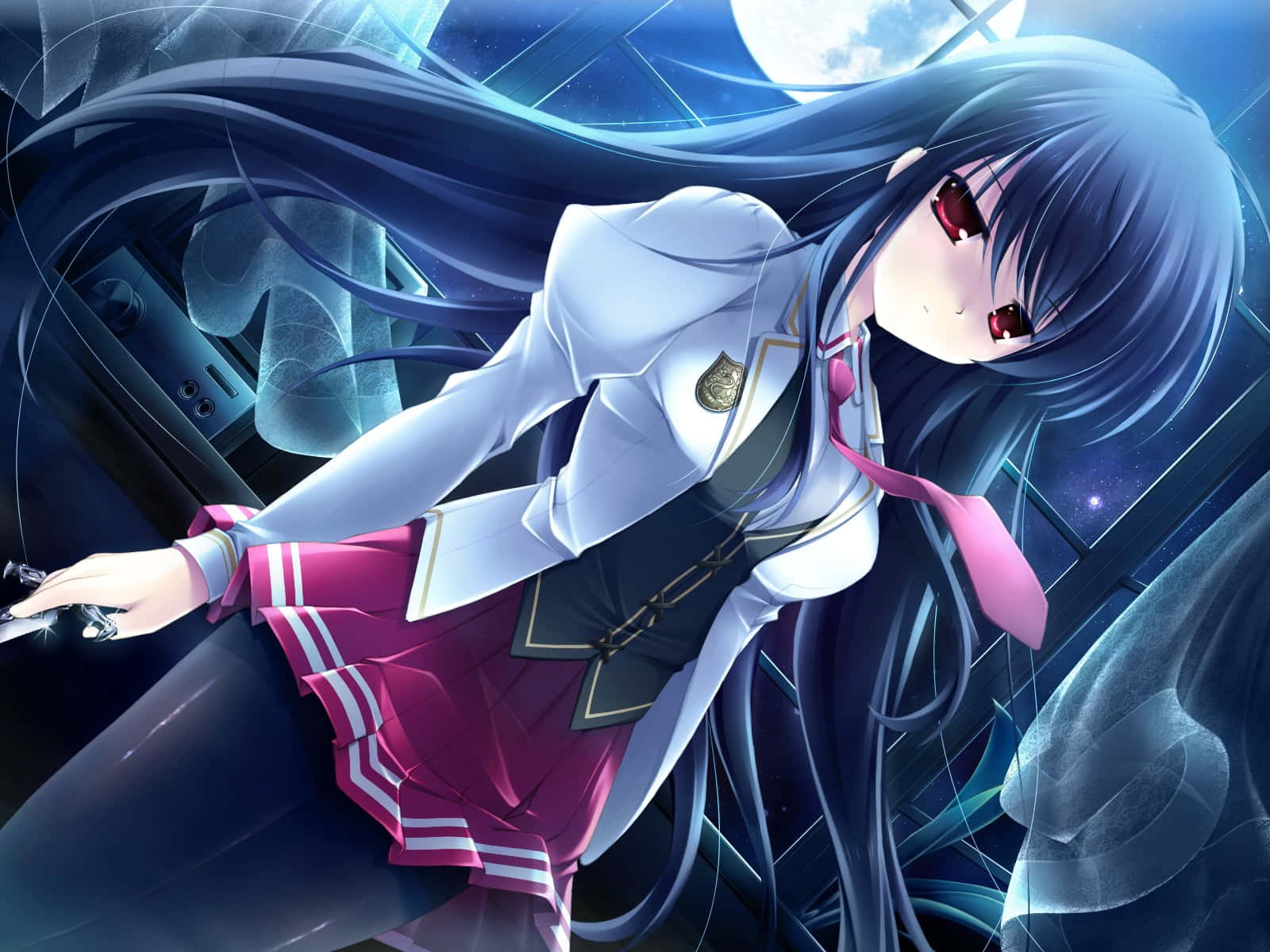 Long Black Hair Girl Uniform Wallpaper