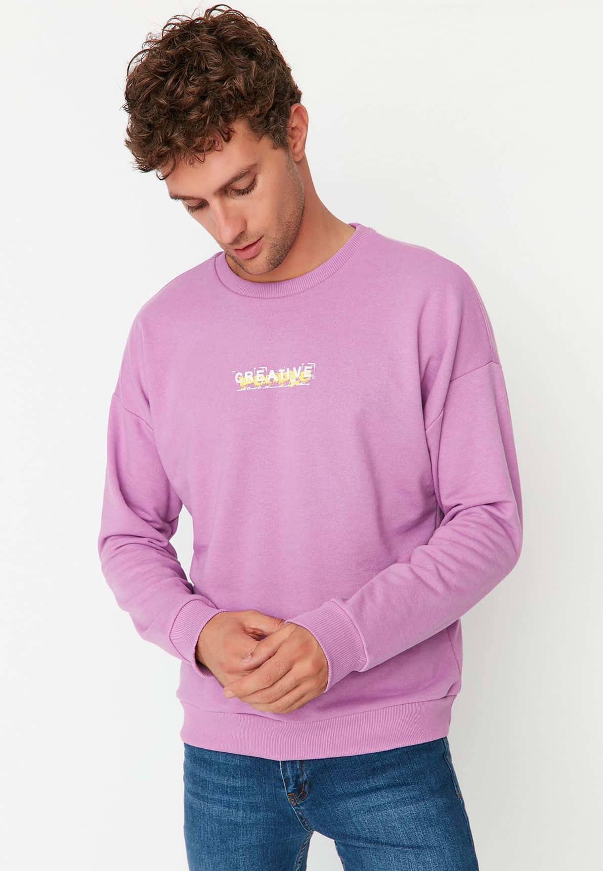 Look And Feel Your Best In This Trendy Purple Sweatshirt Wallpaper