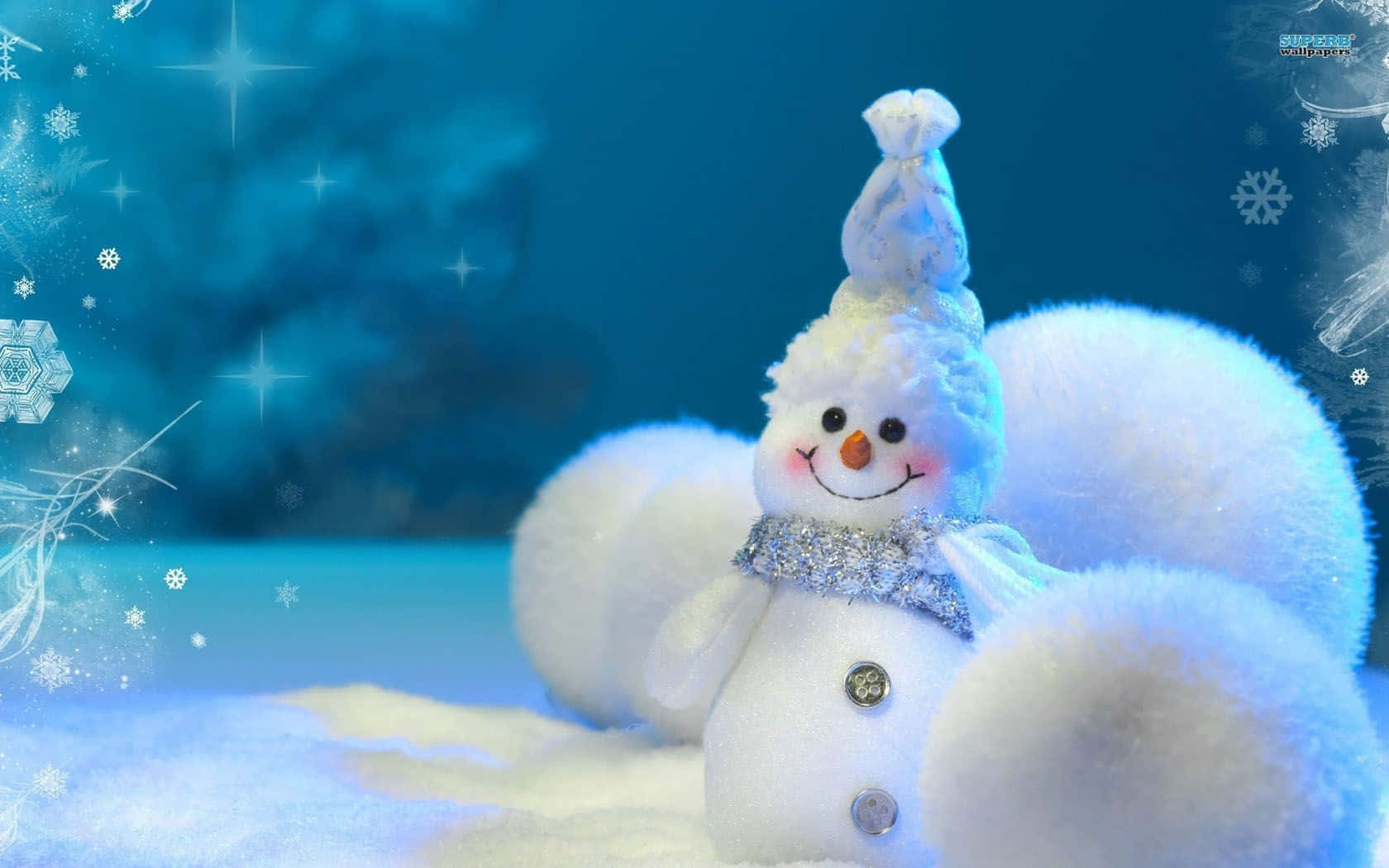 Look At This Adorable Snowman Surrounded By Festive Decorations! Wallpaper