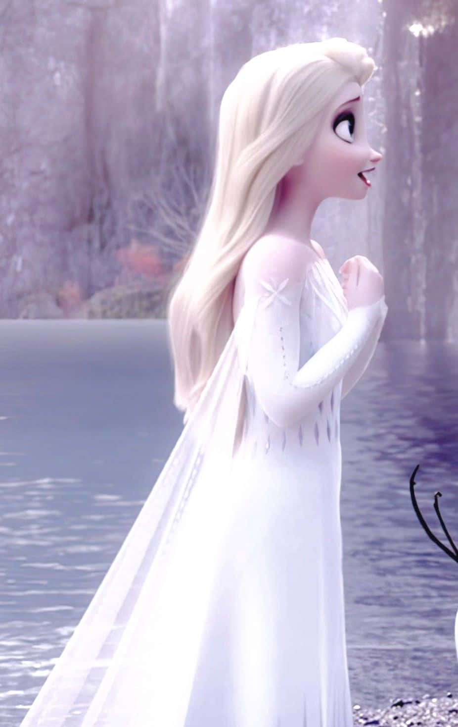 “look Beautiful And Embrace The Moment In Elsa’s White Dress From Frozen 2” Wallpaper