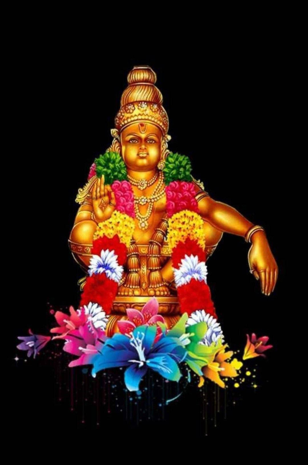 Lord Ayyappa On Black Background Wallpaper