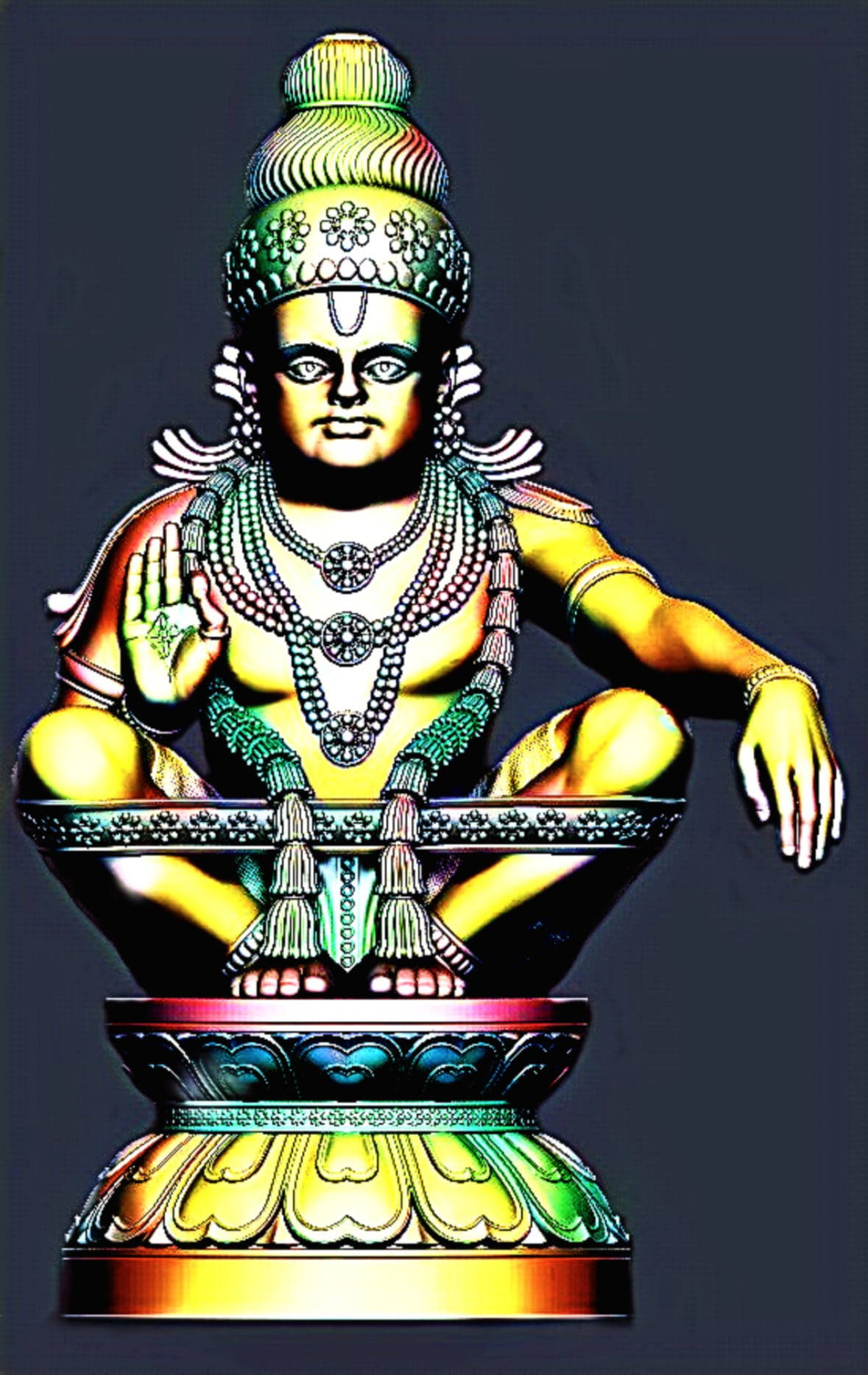 Lord Ayyappa On Gray Background Wallpaper