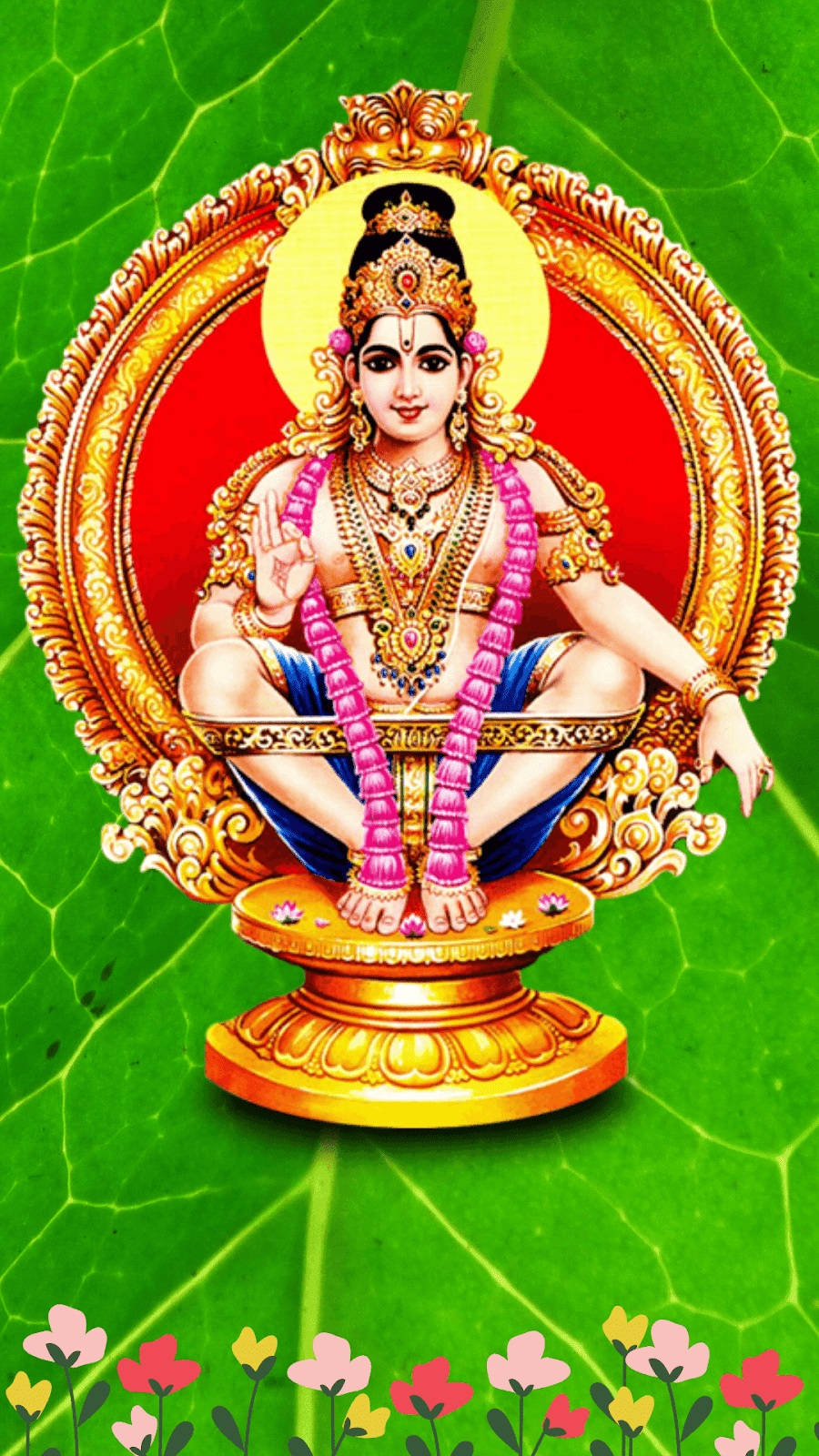 Lord Ayyappa On Leaf Wallpaper