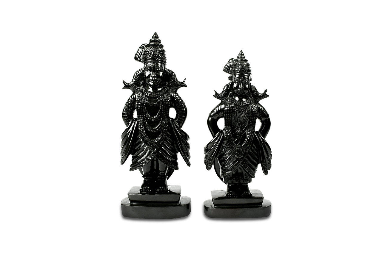 Lord Pandurang And Rukmini In White Background Wallpaper