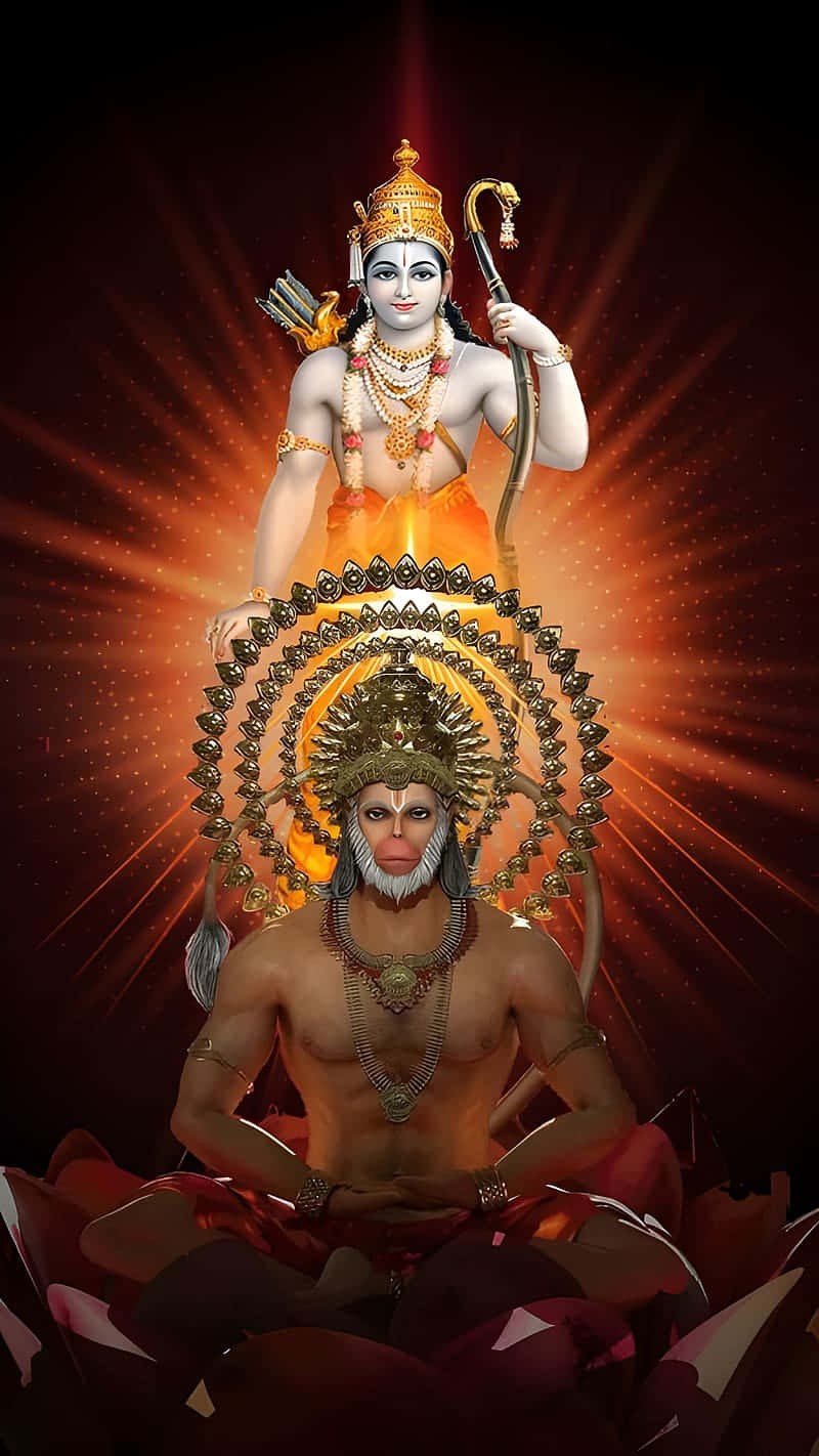 Lord Ramaand Hanuman Artwork Wallpaper