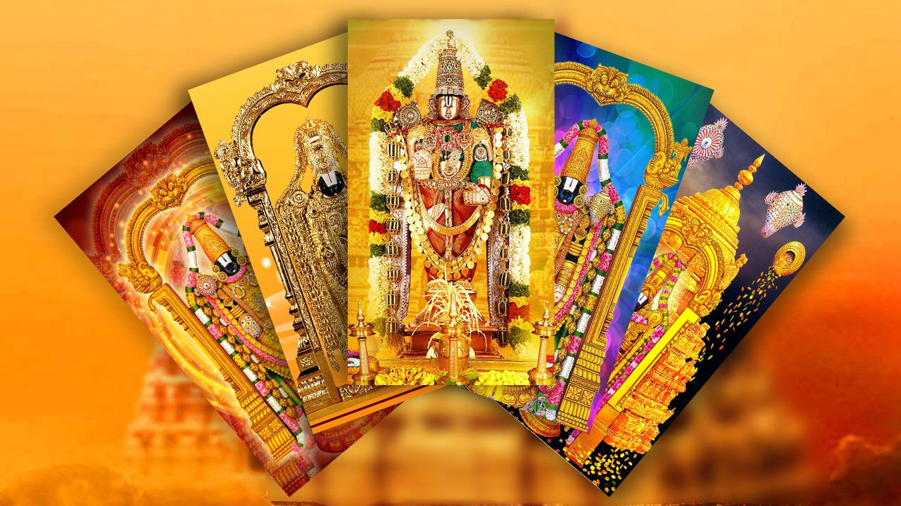 Lord Venkateswara Adorning A Deck Of Cards Wallpaper